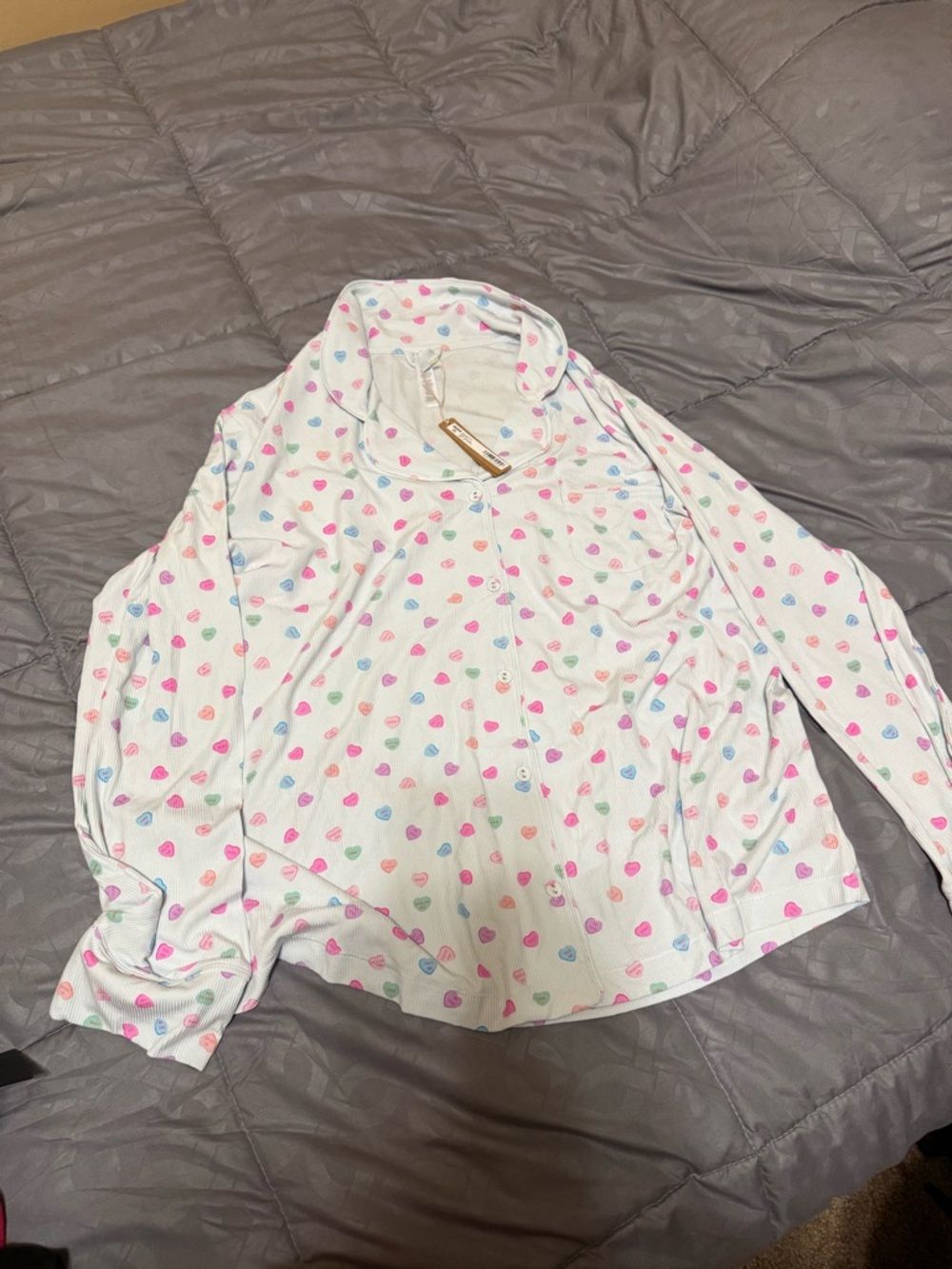 SKIMS candy heart pajama top long sleeve